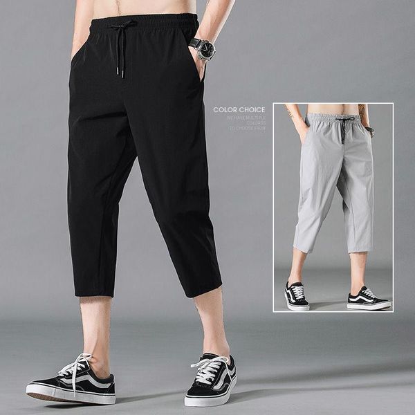 men's shorts capris summer ice casual thin pants sports cool trend 2021, White;black
men's shorts capris summer ice casual thin pants sports cool trend 2021, White;black