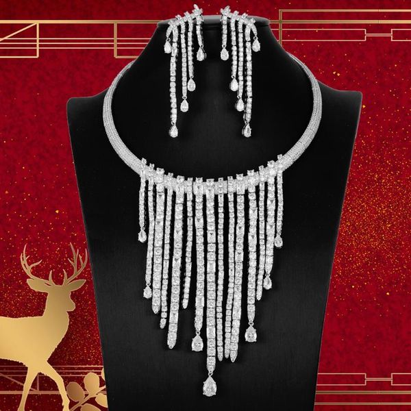 earrings & necklace missvikki gorgeous luxury clear cz tassel wedding big jewelry sets with cubic zircon party accessories, Silver
earrings & necklace missvikki gorgeous luxury clear cz tassel wedding big jewelry sets with cubic zircon party accessories, Silver