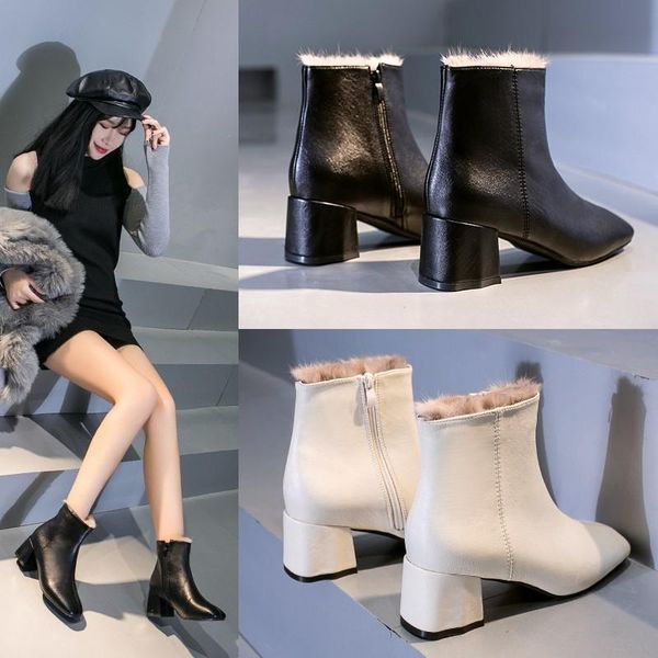 boots all-match pointed side zipper metal buckle thick heel short women mid-heel leather knight, Black
boots all-match pointed side zipper metal buckle thick heel short women mid-heel leather knight, Black