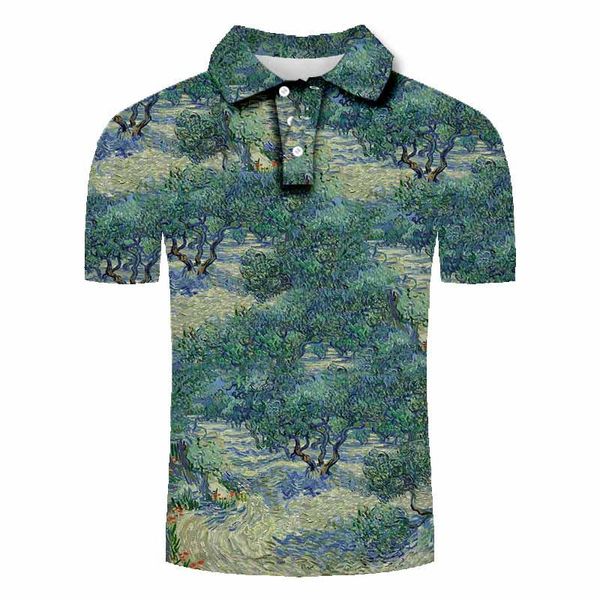 men's polos 2021 summer short sleeve world famous painting 3d printing art top, White;black
men's polos 2021 summer short sleeve world famous painting 3d printing art top, White;black