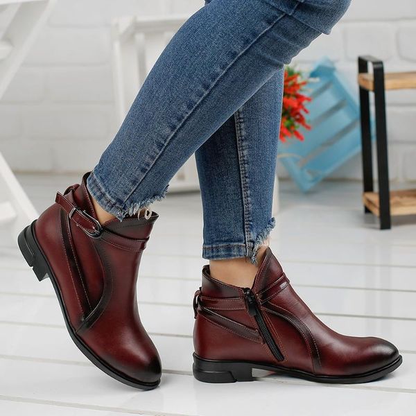 boots ayakland 2320-835 maroon daily thermo zipper lady skin shoes, Black
