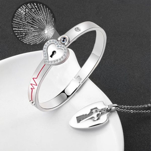pendant necklaces a couple lovers jewelry love heart lock bracelet stainless steel bracelets bangles key necklace with gift box, Silver
pendant necklaces a couple lovers jewelry love heart lock bracelet stainless steel bracelets bangles key necklace with gift box, Silver