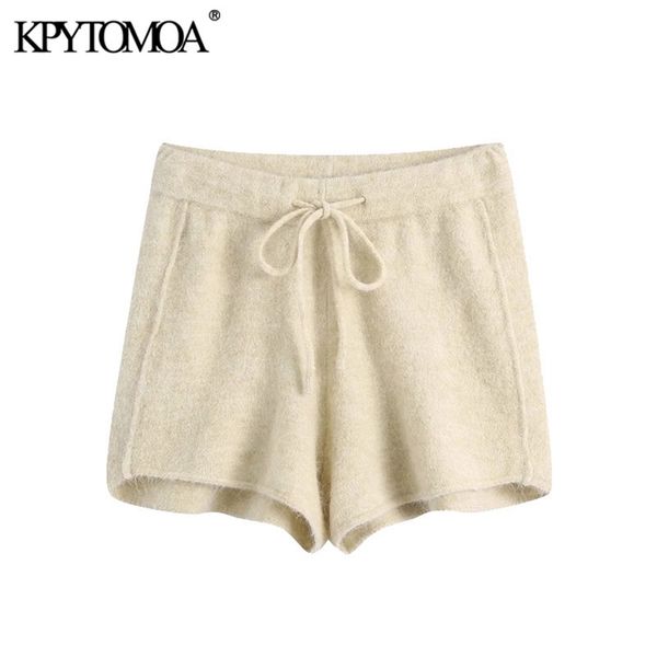 women fashion with drawstring knitted shorts vintage high elastic waist soft touch female short pants mujer 210420, White;black
women fashion with drawstring knitted shorts vintage high elastic waist soft touch female short pants mujer 210420, White;black