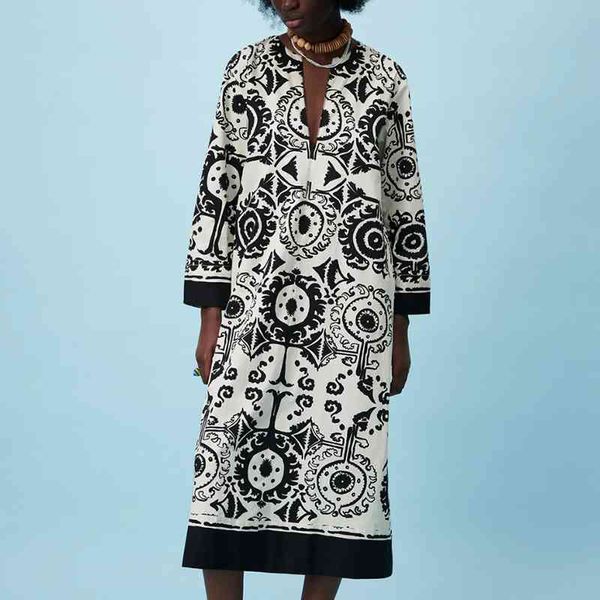 za summer women dress printed a-line v-neck long dresses lady party vestido elegant girls sleeve causal outfits 210422, Black;gray
za summer women dress printed a-line v-neck long dresses lady party vestido elegant girls sleeve causal outfits 210422, Black;gray