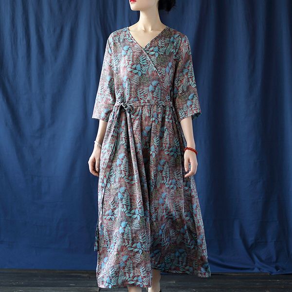 johnature women vintage print floral v-neck dresses half sleeve loose summer female loose bandage dresses 210521, Black;gray
johnature women vintage print floral v-neck dresses half sleeve loose summer female loose bandage dresses 210521, Black;gray
