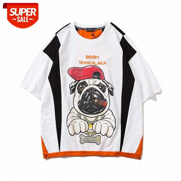 european and american high street simple color matching t-shirt oversize loose cartoon bulldog print short sleeve tee #cw2b, White;black
european and american high street simple color matching t-shirt oversize loose cartoon bulldog print short sleeve tee #cw2b, White;black