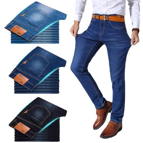 men's jeans slim fit casual man business denim trousers male brand 2021 clothing classic soft stretch homme pants, Blue
men's jeans slim fit casual man business denim trousers male brand 2021 clothing classic soft stretch homme pants, Blue