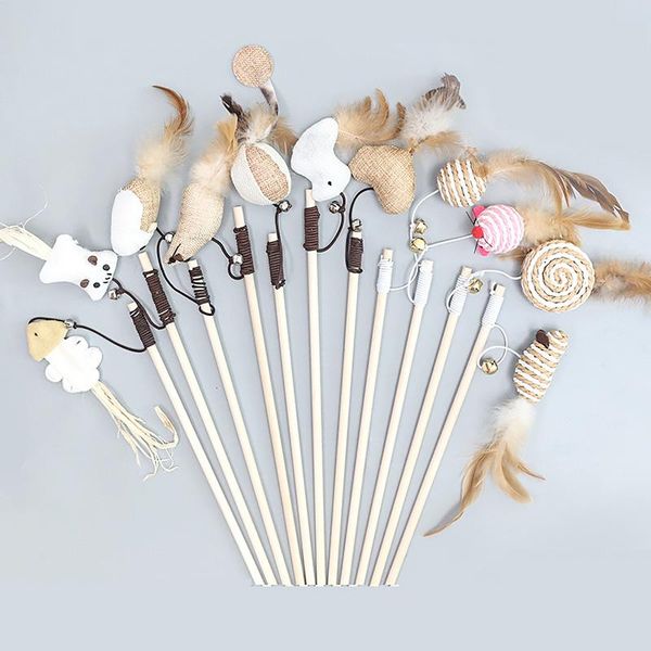 40cm pet cat teaser toys feather linen wand catcher stick interactive wood rod mouse toy with mini bell
40cm pet cat teaser toys feather linen wand catcher stick interactive wood rod mouse toy with mini bell