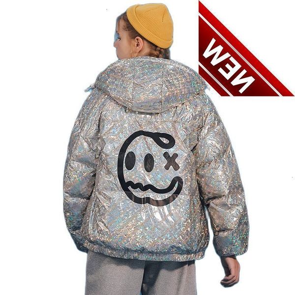 down jacket men and women of the same style couple neutral face print hooded white eiderdown down, Black
down jacket men and women of the same style couple neutral face print hooded white eiderdown down, Black