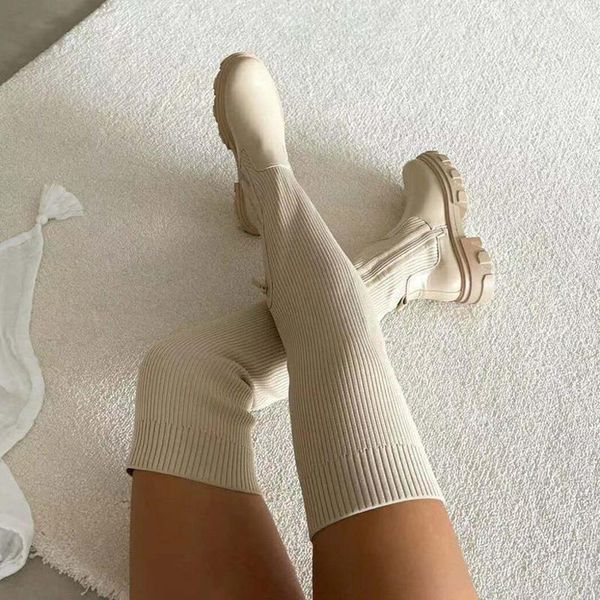 boots 2021 black stretch socks women autumn winter platform shoes female over the knee chunky thigh high botas 
boots 2021 black stretch socks women autumn winter platform shoes female over the knee chunky thigh high botas