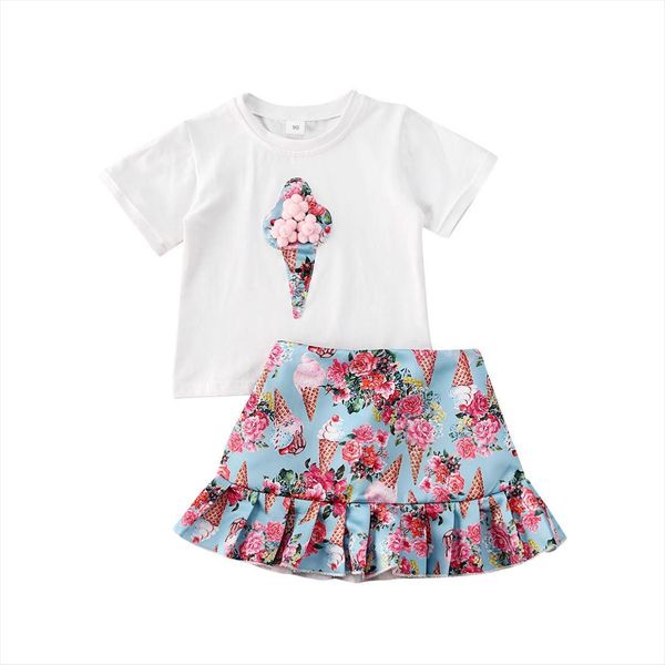 1 5y summer infant kids baby girls clothes sets ice cream print short sleeve t shirts flowers skirts, White
1 5y summer infant kids baby girls clothes sets ice cream print short sleeve t shirts flowers skirts, White