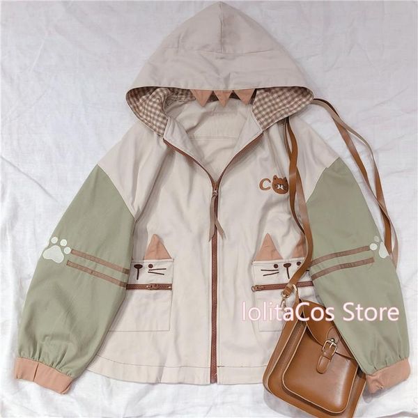 women's jackets harajuku student cute stereo cat ear big pocket hooded coat japanese mori girl fashion patchwork autumn zipper jacket, Black;brown
women's jackets harajuku student cute stereo cat ear big pocket hooded coat japanese mori girl fashion patchwork autumn zipper jacket, Black;brown