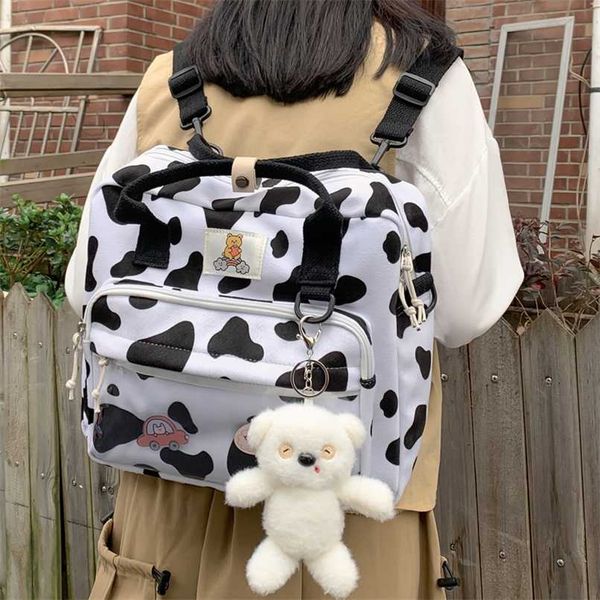 dcimor lovely cow spotted women backpack female suede multi-function travel bag transparent front pocket small schoolbag 211025
dcimor lovely cow spotted women backpack female suede multi-function travel bag transparent front pocket small schoolbag 211025