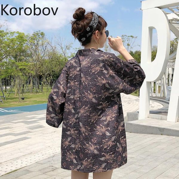 women's blouses & shirts korobov harajuku vintage cartoon print women loose casual lacing kimono cardigans blusas streetwear v neck blo, White
women's blouses & shirts korobov harajuku vintage cartoon print women loose casual lacing kimono cardigans blusas streetwear v neck blo, White