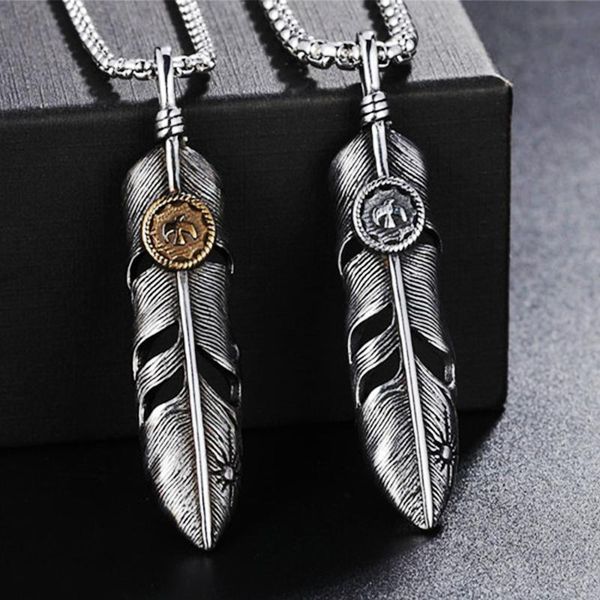 pendant necklaces vintage stainless goro feather necklace men women punk hip hop biker chain fashion jewelry gift wholesale, Silver
pendant necklaces vintage stainless goro feather necklace men women punk hip hop biker chain fashion jewelry gift wholesale, Silver