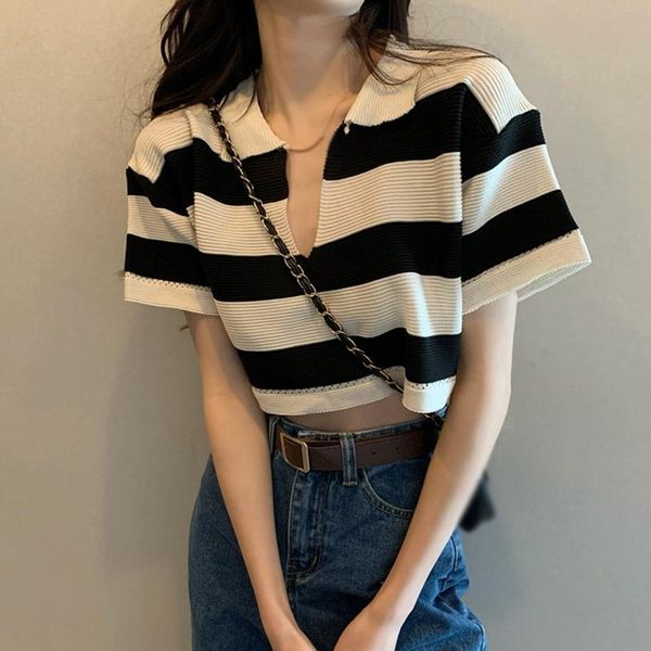 women's t-shirt fashion women v-neck summer knited t-shirts short sleeve stripe tee shirt, White
women's t-shirt fashion women v-neck summer knited t-shirts short sleeve stripe tee shirt, White