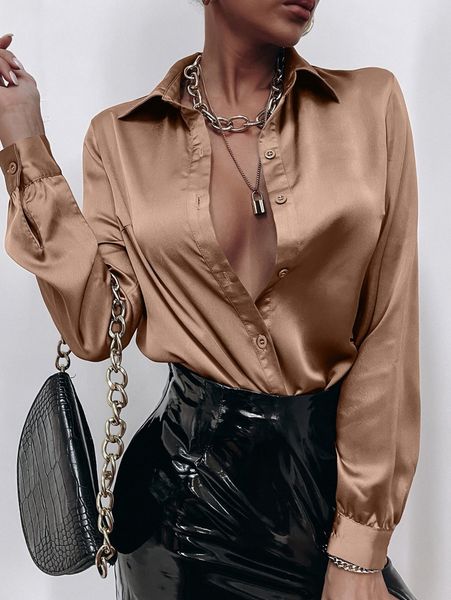 satin solid button front blouse r8hi#, White 
satin solid button front blouse r8hi#, White
