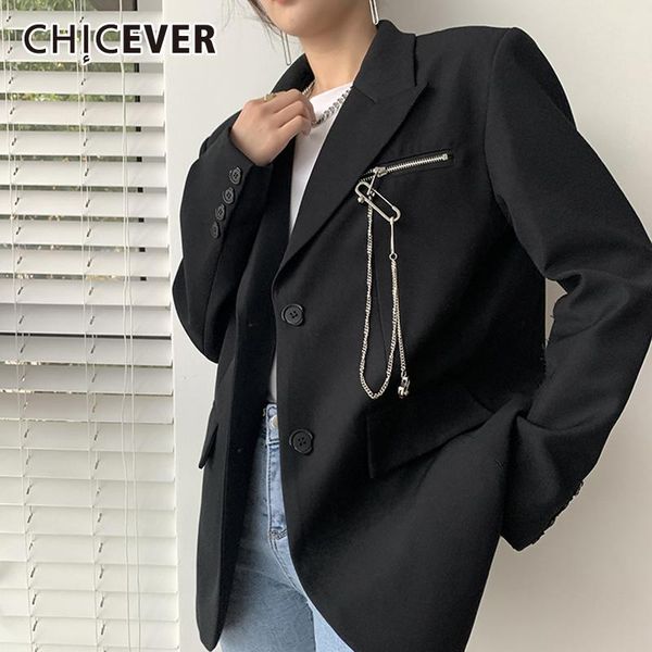 women's suits & blazers chicever high street for women notched loose long sleeve single breasted patchwork chain coats female 2021 autu, White;black
women's suits & blazers chicever high street for women notched loose long sleeve single breasted patchwork chain coats female 2021 autu, White;black