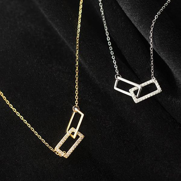 simple dainty women pendant necklace hollow 2 square charm clavicle choker gold color copper chain wedding jewelry, Silver
simple dainty women pendant necklace hollow 2 square charm clavicle choker gold color copper chain wedding jewelry, Silver