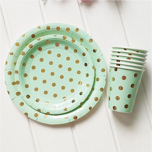 disposable dinnerware 8 pc mint green foil gold dot birthday wedding party supplies decoration cake dish paper plates baby shower favors
disposable dinnerware 8 pc mint green foil gold dot birthday wedding party supplies decoration cake dish paper plates baby shower favors