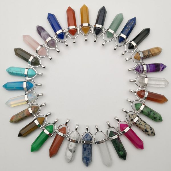 natural stone charms chakra healing pendulum bullet hexagonal prism pink rose quartz lapis amethyst pendant diy necklace earrings jewelry ma, Bronze;silver
natural stone charms chakra healing pendulum bullet hexagonal prism pink rose quartz lapis amethyst pendant diy necklace earrings jewelry ma, Bronze;silver