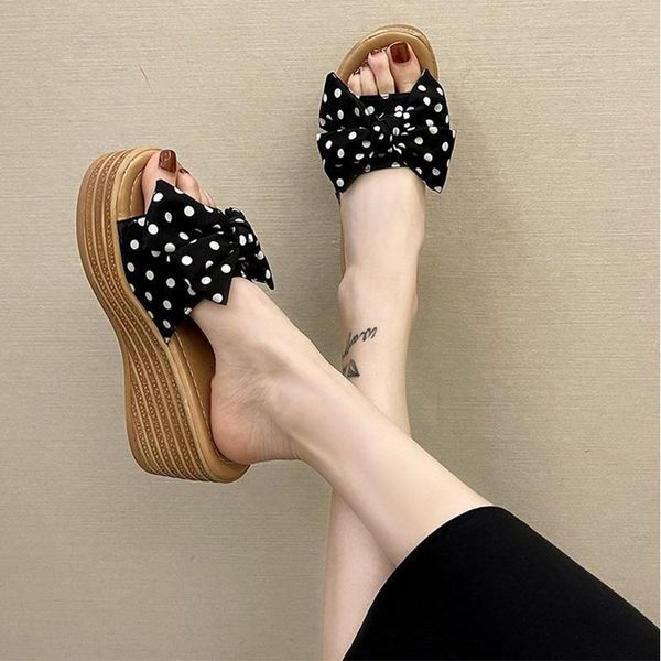 summer women slippers butterfly knot thick bottom platform high heels slides females outdoor leisure footwear wedges sandals, Black
summer women slippers butterfly knot thick bottom platform high heels slides females outdoor leisure footwear wedges sandals, Black