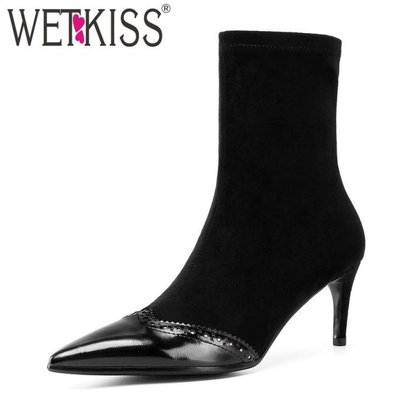 boots wetkiss stretch sock women ankle pointed toe leather shoes female short party high heels ladies autumn 2021, Black
boots wetkiss stretch sock women ankle pointed toe leather shoes female short party high heels ladies autumn 2021, Black