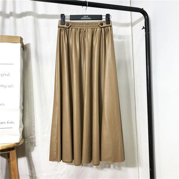 autumn winter women's pu leather skirt vintage wine red black a-line long pleated female leisure college style gd589 210506
autumn winter women's pu leather skirt vintage wine red black a-line long pleated female leisure college style gd589 210506