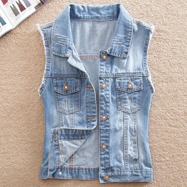 women's vests 5xl casual hole denim waistcoat for women turn-down collar slim jean jacket female large size sleeveless vest veste femme, Black;white
women's vests 5xl casual hole denim waistcoat for women turn-down collar slim jean jacket female large size sleeveless vest veste femme, Black;white