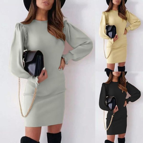 casual dresses solid color women autumn winter dress lantern long sleeve ladies mini round neck fashion, Black;gray
casual dresses solid color women autumn winter dress lantern long sleeve ladies mini round neck fashion, Black;gray