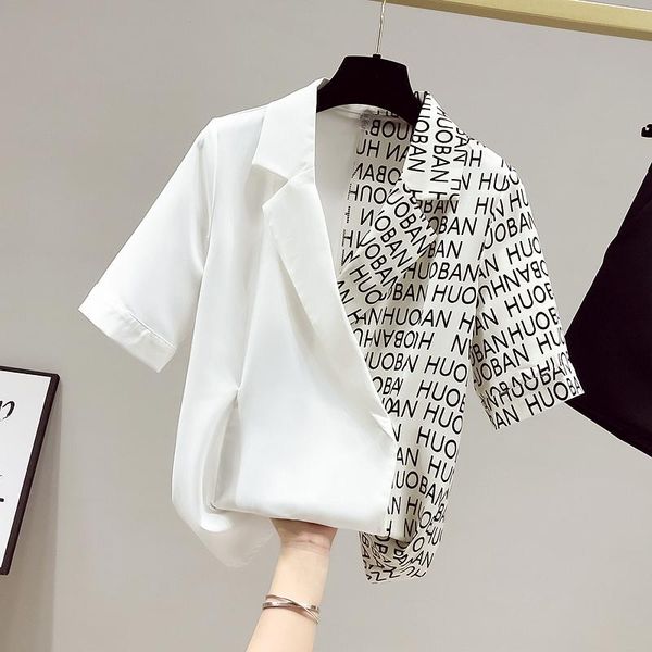 women's blouses & shirts fashion europe style summer elegant women short sleeves letter patchwork ol shirt blouse female clothing, White
women's blouses & shirts fashion europe style summer elegant women short sleeves letter patchwork ol shirt blouse female clothing, White
