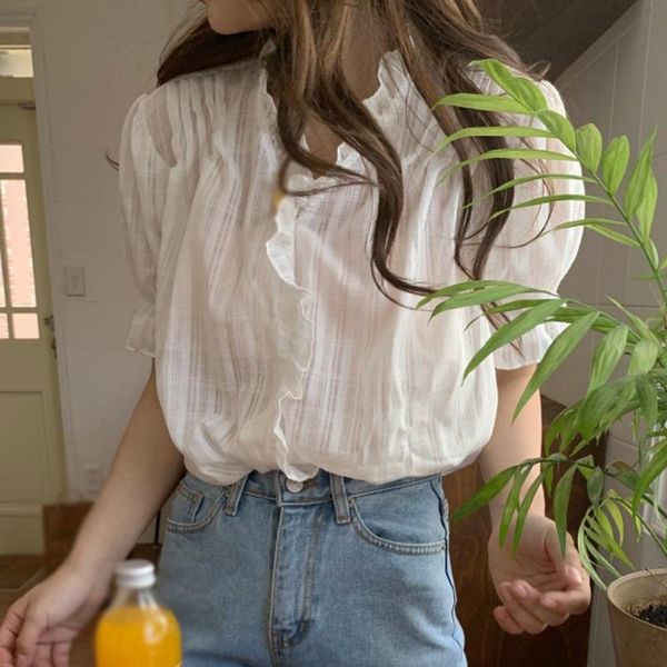 women's blouses & shirts solid color women and elegant v-neck casual sweet short sleeve chiffon shirt for ladies, White
women's blouses & shirts solid color women and elegant v-neck casual sweet short sleeve chiffon shirt for ladies, White