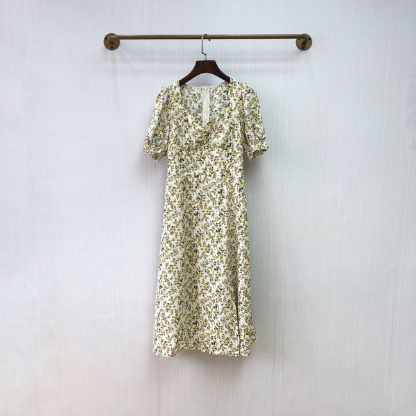 dress designer's waist closed split floral 21 summer french court square neck bubble sleeve mid length, White;black
dress designer's waist closed split floral 21 summer french court square neck bubble sleeve mid length, White;black