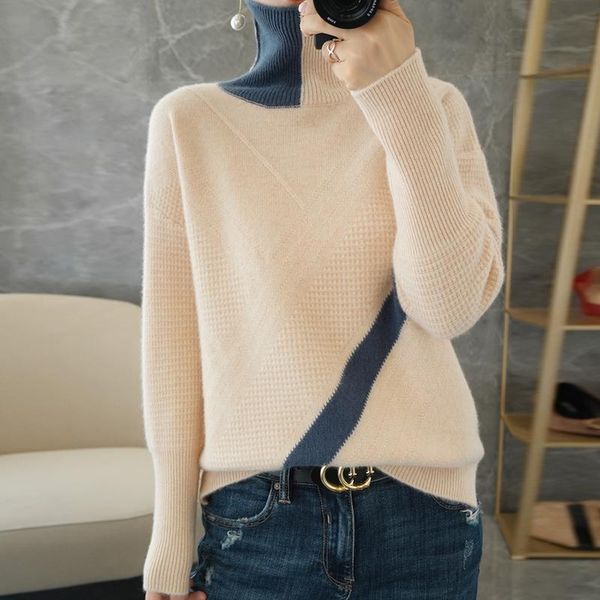 women's sweaters women thick turtleneck sweater patchwork knitted winter natural wool pullover full sleeves casual short female, White;black
women's sweaters women thick turtleneck sweater patchwork knitted winter natural wool pullover full sleeves casual short female, White;black