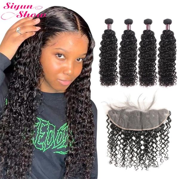 human hair bulks 30inch water wave bundles with frontal wet and wavy closure remy brazilian weave curly wig, Black
human hair bulks 30inch water wave bundles with frontal wet and wavy closure remy brazilian weave curly wig, Black