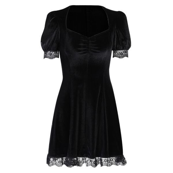 insgoth vintage lace black dress goth high waist mini dress aesthetic elegant short sleeve a line dress party club wear x0521, Black;gray
insgoth vintage lace black dress goth high waist mini dress aesthetic elegant short sleeve a line dress party club wear x0521, Black;gray