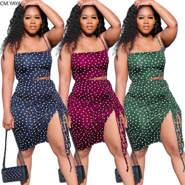 cm.yaya women dot two piece set spaghetti strap crop high split stacked skirts suit tracksuit matching set bodycon dress 210407, White
cm.yaya women dot two piece set spaghetti strap crop high split stacked skirts suit tracksuit matching set bodycon dress 210407, White