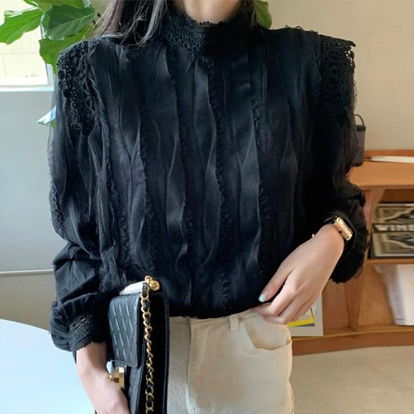 women's blouses & shirts sweet stand collar lace mesh patchwork korean style chic design femme blusas autumn full women blouse 1h702, White
women's blouses & shirts sweet stand collar lace mesh patchwork korean style chic design femme blusas autumn full women blouse 1h702, White