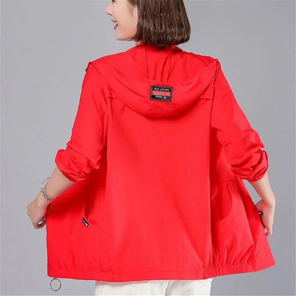 women's jackets 2021 summer thin windbreaker large size 5xl loose hooded coat casual female sun protection clothing outwear women, Black;brown
women's jackets 2021 summer thin windbreaker large size 5xl loose hooded coat casual female sun protection clothing outwear women, Black;brown