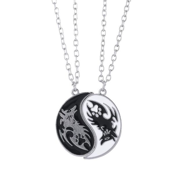 pendant necklaces 2 pcs black and white zinc alloy yin yang wolf metal necklace women men couple friends jewelry accessories, Silver
pendant necklaces 2 pcs black and white zinc alloy yin yang wolf metal necklace women men couple friends jewelry accessories, Silver