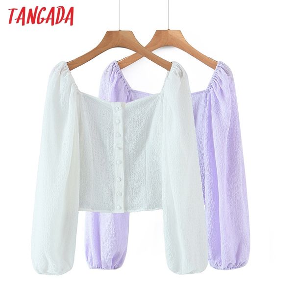 women retro purple crop romantic blouse long sleeve chic female shirt 8h77 210416, White
women retro purple crop romantic blouse long sleeve chic female shirt 8h77 210416, White