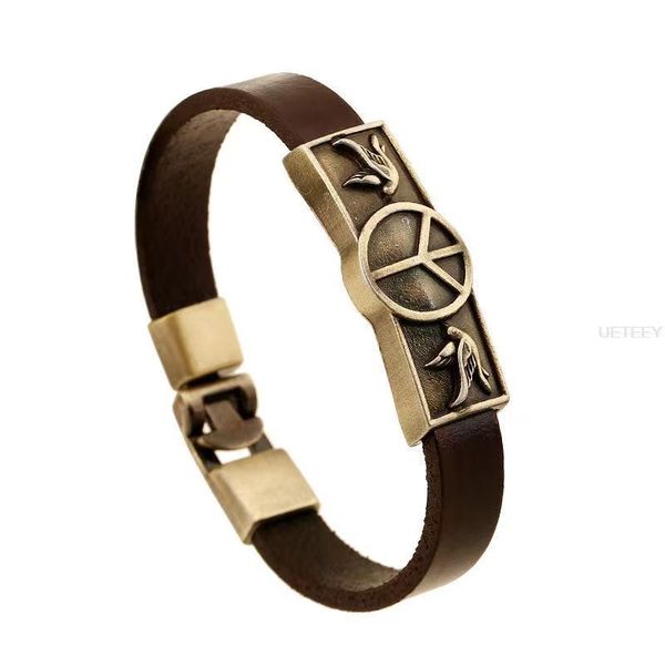 fashion glamour vintage genuine leather men's women's peace sign bracelet gift jewelry accessories charm bracelets, Golden;silver
fashion glamour vintage genuine leather men's women's peace sign bracelet gift jewelry accessories charm bracelets, Golden;silver