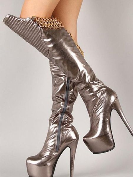 boots fashion knee high famale leather pointed toe spike heel spring autumn woman chain decor brown, Black
boots fashion knee high famale leather pointed toe spike heel spring autumn woman chain decor brown, Black