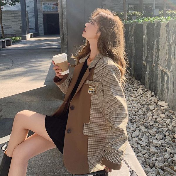 women's suits & blazers elegant stitching small suit jacket single-breasted plaid blazer coats ladies workwear 2021 autumn fashion wom, White;black
women's suits & blazers elegant stitching small suit jacket single-breasted plaid blazer coats ladies workwear 2021 autumn fashion wom, White;black