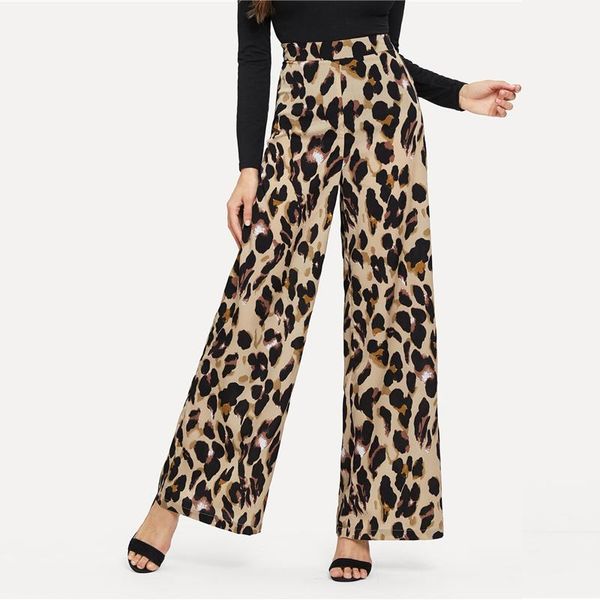women's pants & capris fashion multicolor modern lady casual leopard print wide leg mid waist loose autumn office workwear women trouse, Black;white
women's pants & capris fashion multicolor modern lady casual leopard print wide leg mid waist loose autumn office workwear women trouse, Black;white