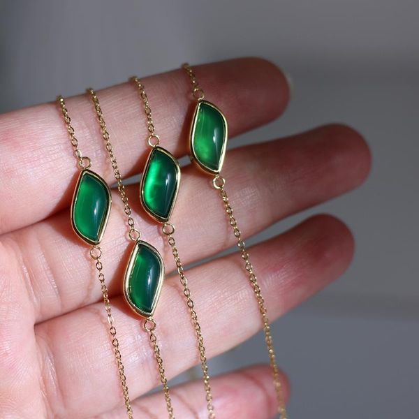 pendant necklaces stainless steel leaf shape green chalcedony necklace for women elegant luxury bracelets choker jewelry, Silver
pendant necklaces stainless steel leaf shape green chalcedony necklace for women elegant luxury bracelets choker jewelry, Silver