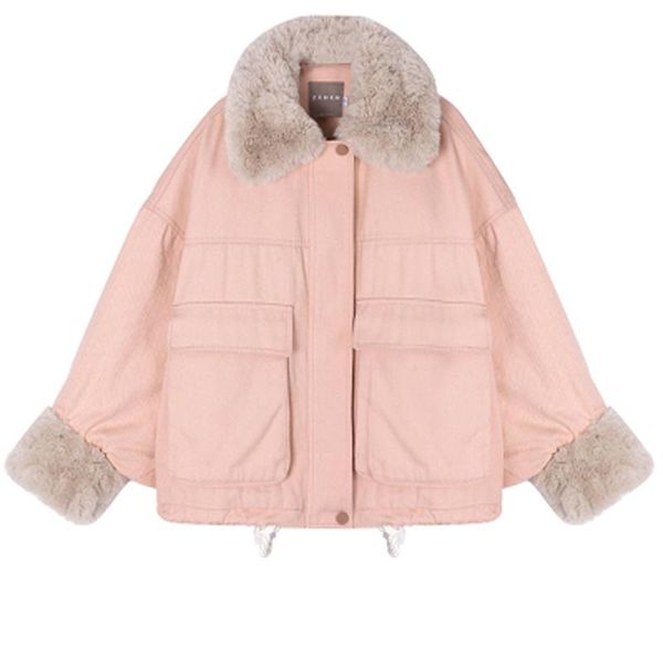 women's wool & blends 2021 women winter thicken short parkas fuzzy collar zipper cotton coat oversized lambwool overcoat korean big poc, Black
women's wool & blends 2021 women winter thicken short parkas fuzzy collar zipper cotton coat oversized lambwool overcoat korean big poc, Black