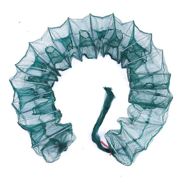 reinforced 4-12 hole automatic fishing net lobster cage nylon collapsible crab trap 1.3-5m folding accessories