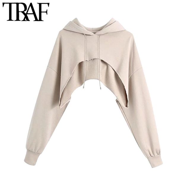 traf women fashion ribbed trims cropped hoodie sweatshirt vintage long sleeve frayed hem female pullovers chic 210415, Black
traf women fashion ribbed trims cropped hoodie sweatshirt vintage long sleeve frayed hem female pullovers chic 210415, Black