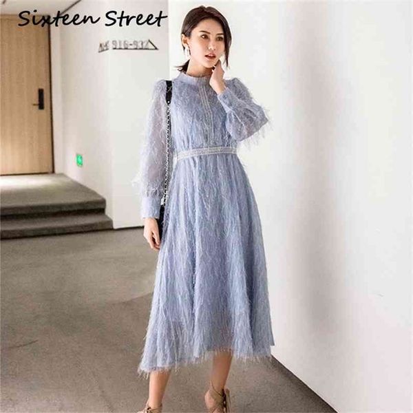blue solid tassel feather dress woman arrive stand collar long-sleeve elegant party dresses casual high waist 210603, Black;gray
blue solid tassel feather dress woman arrive stand collar long-sleeve elegant party dresses casual high waist 210603, Black;gray